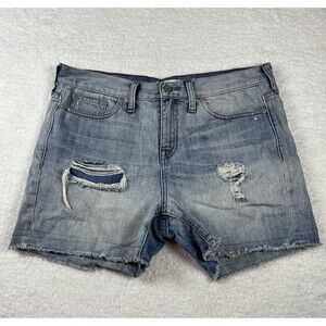 Madewell Shorts Womens 28 Rip & Repair Light Wash Distressed Denim Boyfriend